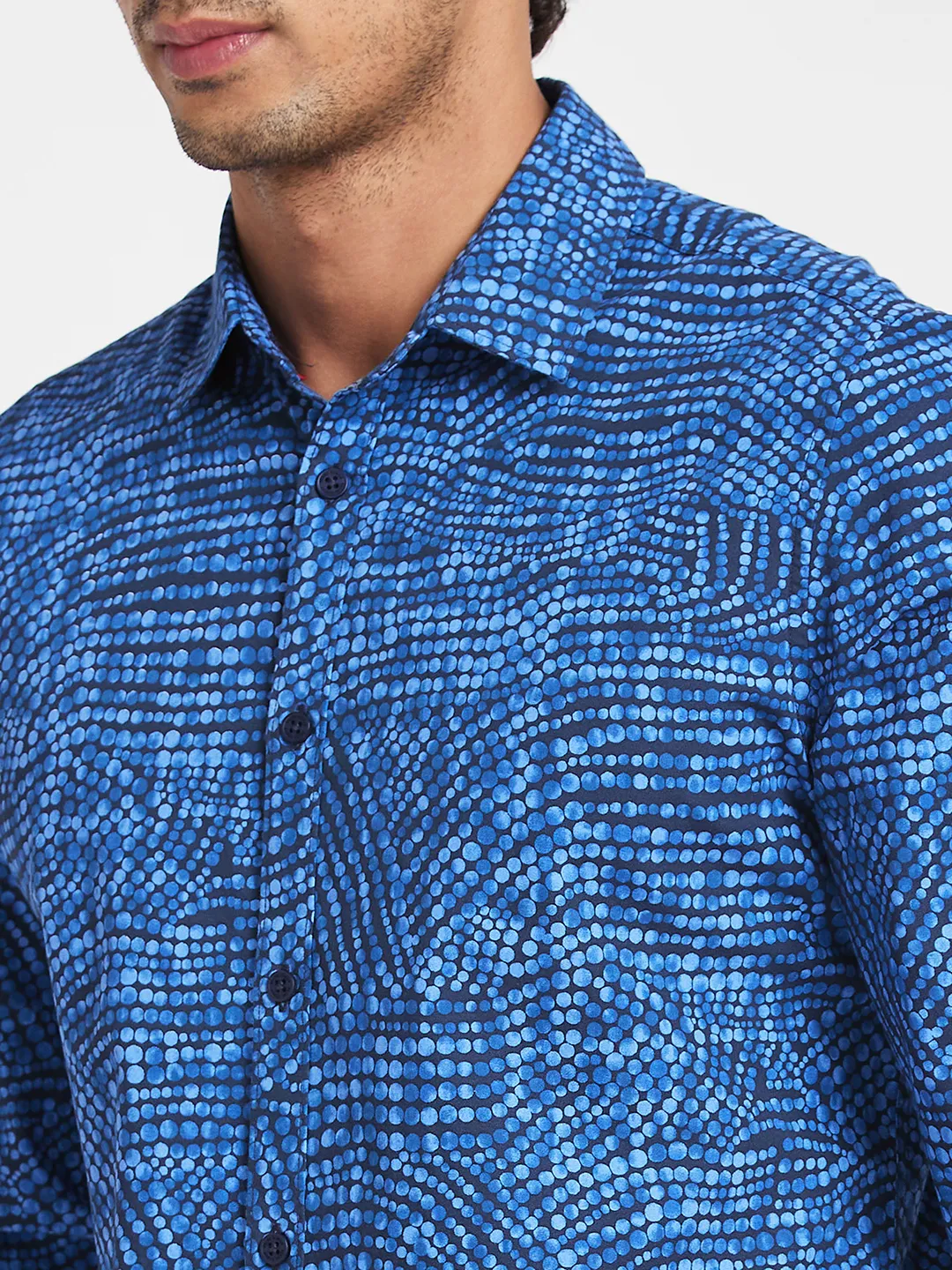 Blue Slim Fit Regular Collar Men's Shirt by Being Human Clothing - Image 5