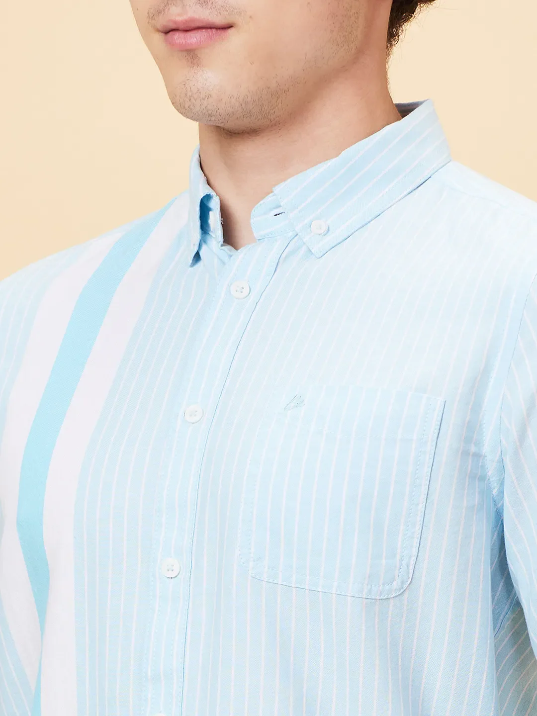 Blue Slim Fit Regular Collar Men's Shirt by Being Human Clothing - Image 5