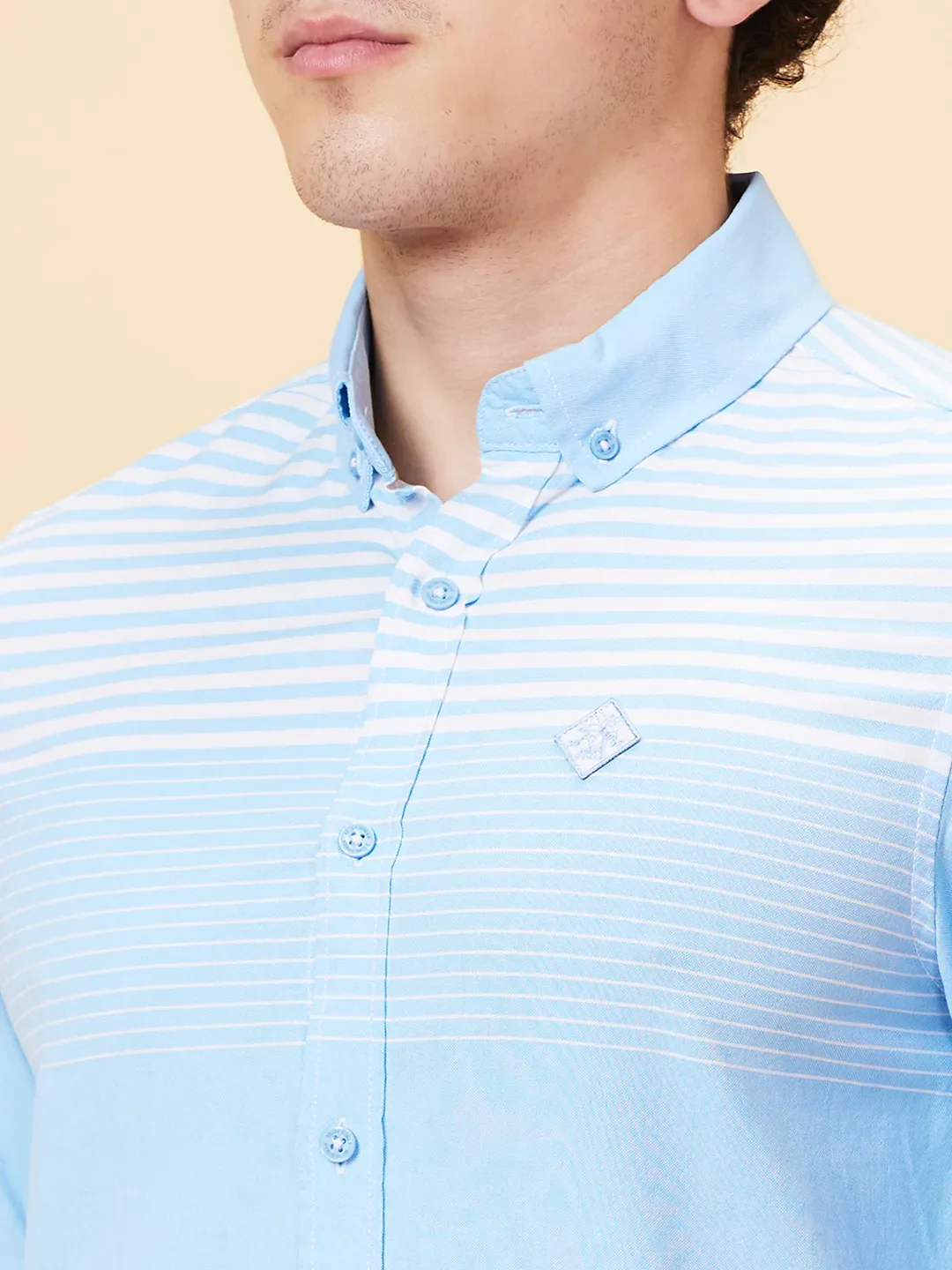 Blue Slim Fit Regular Collar Men's Shirt by Being Human Clothing - Image 5