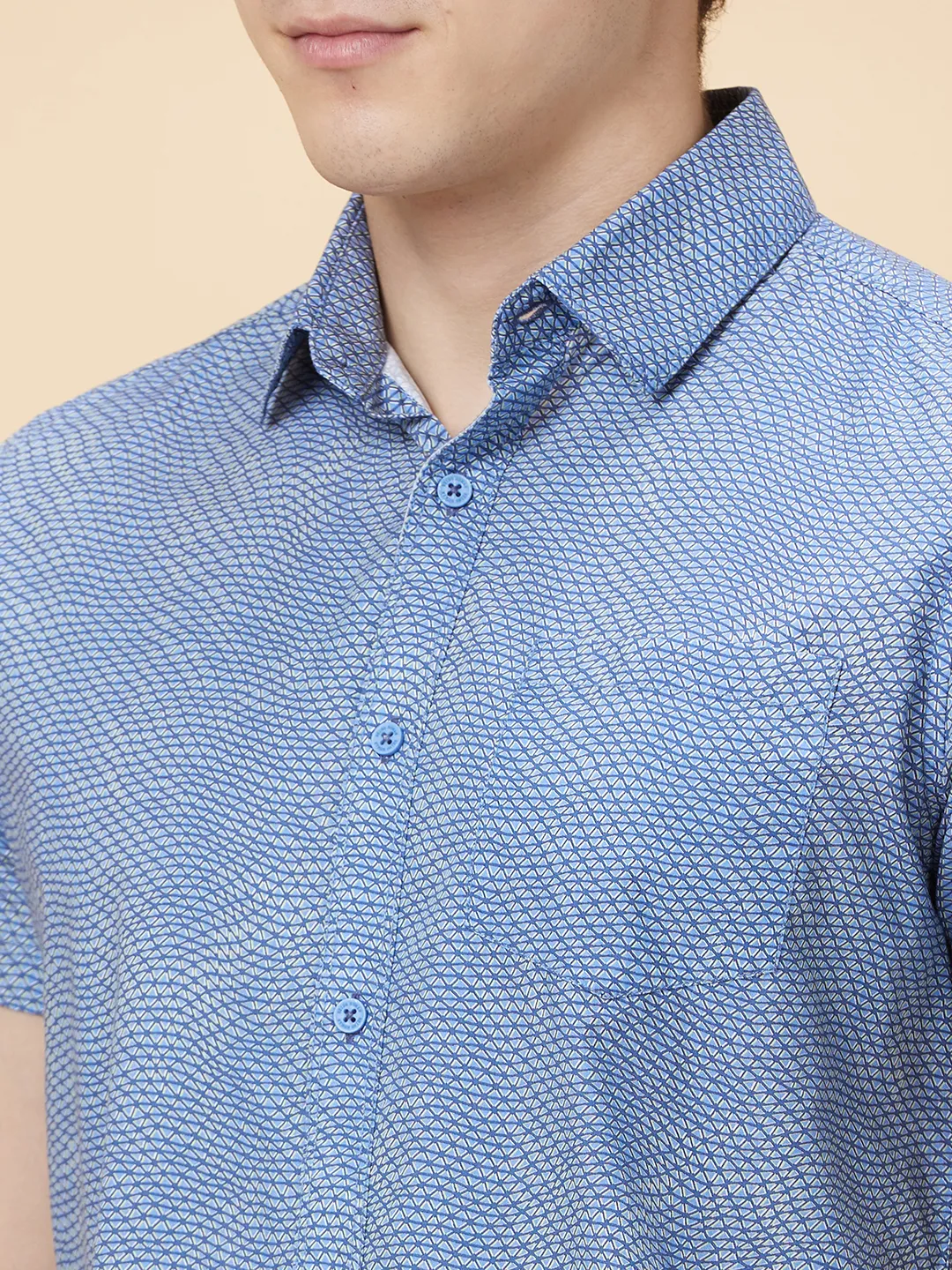 Blue Slim Fit Regular Collar Men's Shirt by Being Human Clothing - Image 5