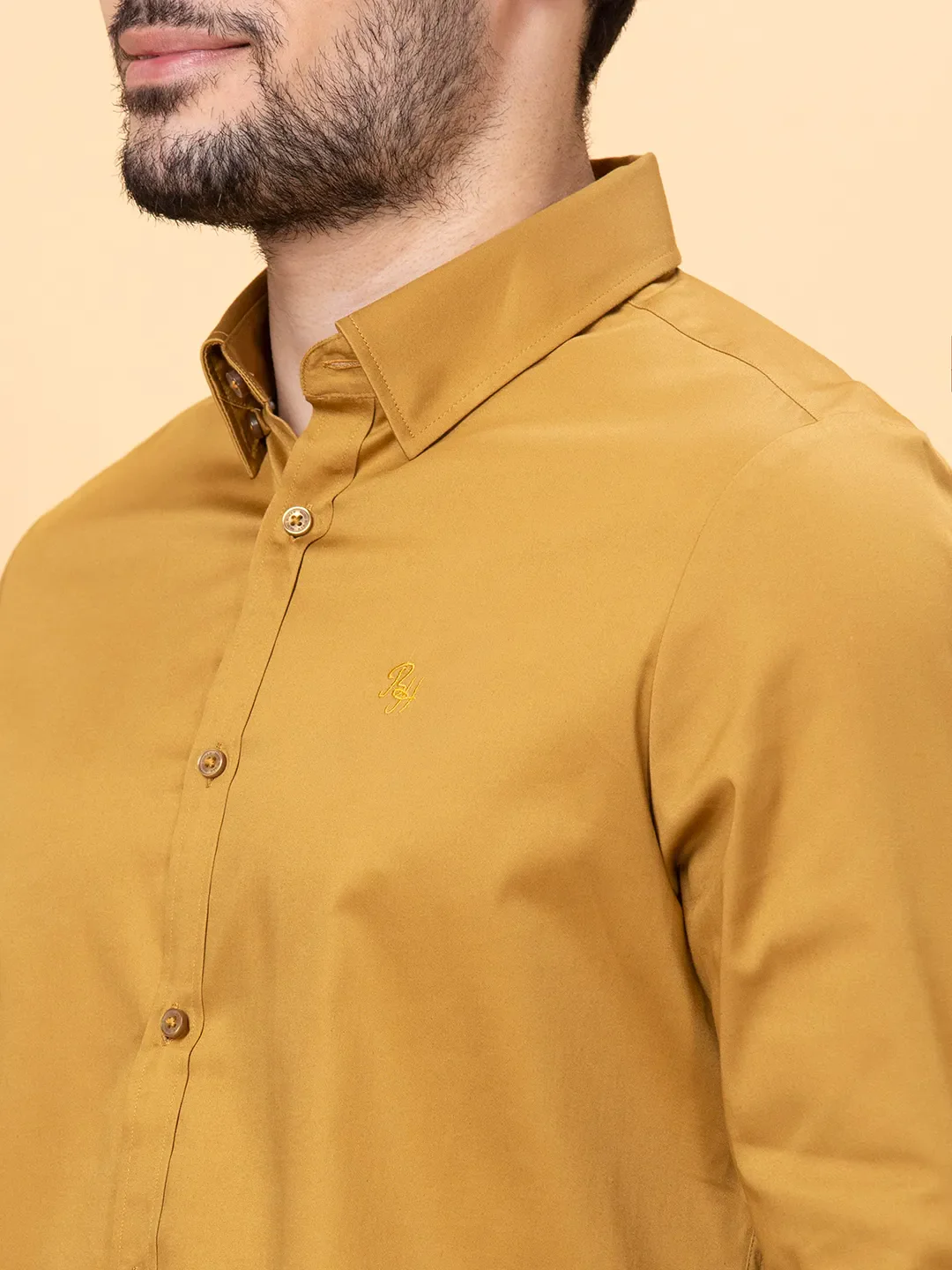Brown Slim Straight Fit Regular Collar Long Sleeves Men's Shirt by Being Human Clothing - Image 5