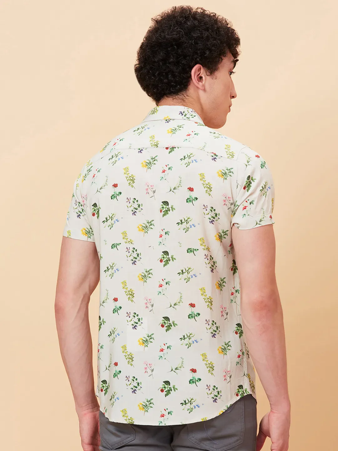 Off White Slim Fit Regular Collar Men's Shirt by Being Human Clothing - Image 3