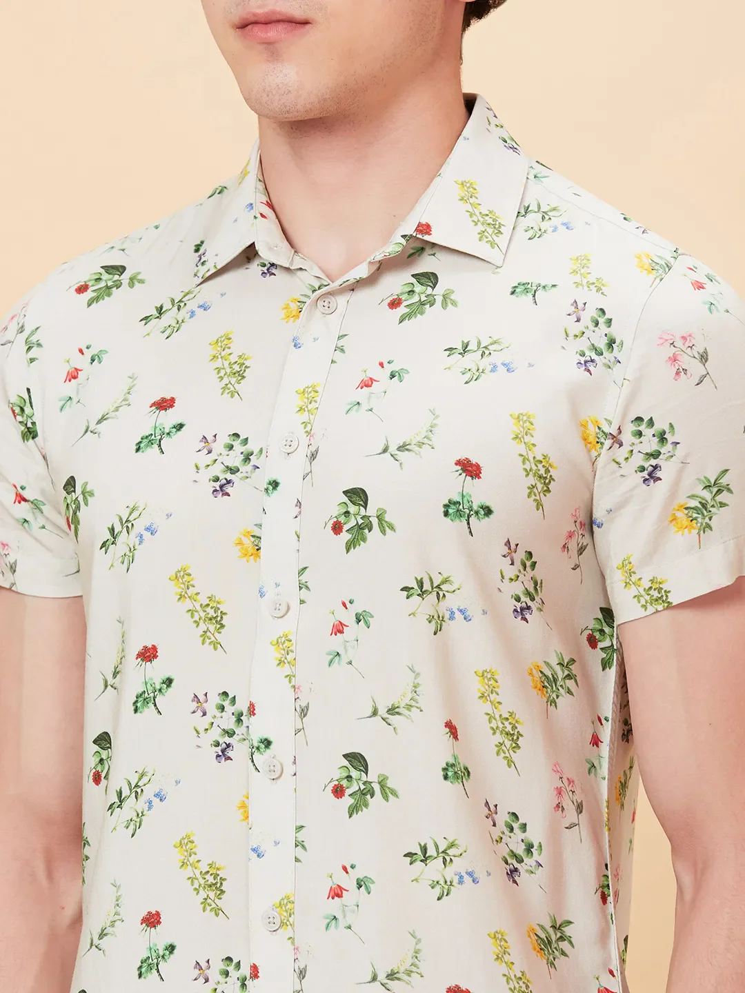 Off White Slim Fit Regular Collar Men's Shirt by Being Human Clothing - Image 5