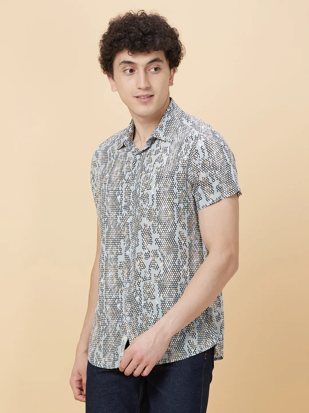Off White Slim Fit Regular Collar Men's Shirt by Being Human Clothing - Image 3