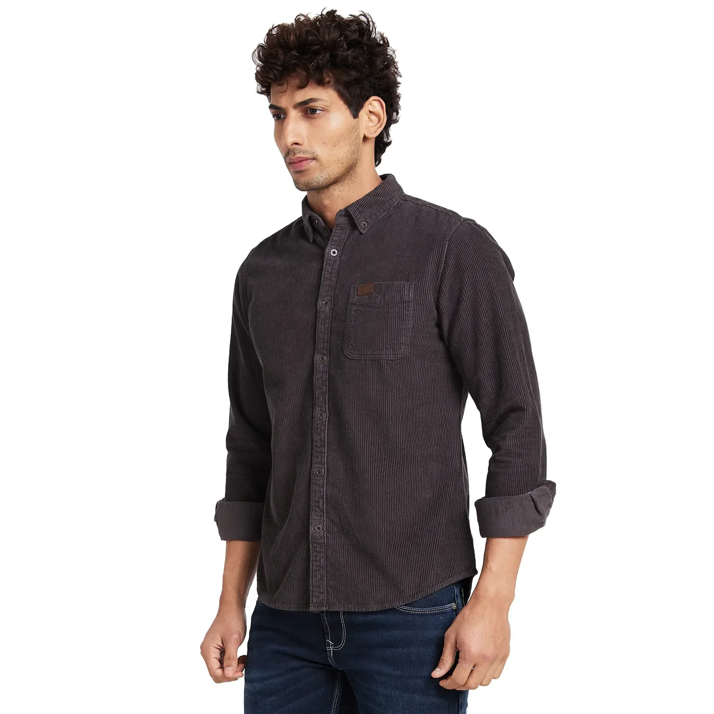 Grey Slim Straight Fit Regular Collar Long Sleeves Men's Shirt by Being Human Clothing - Image 3
