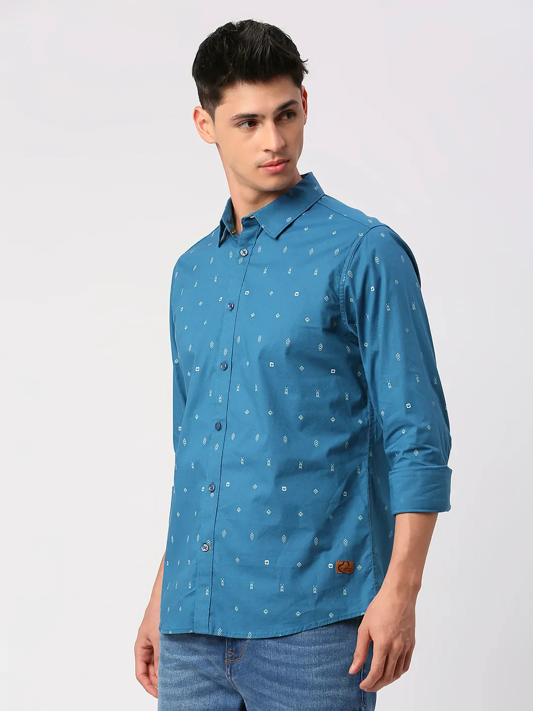 Blue Slim Fit Regular Collar Men's Shirt by Being Human Clothing - Image 2