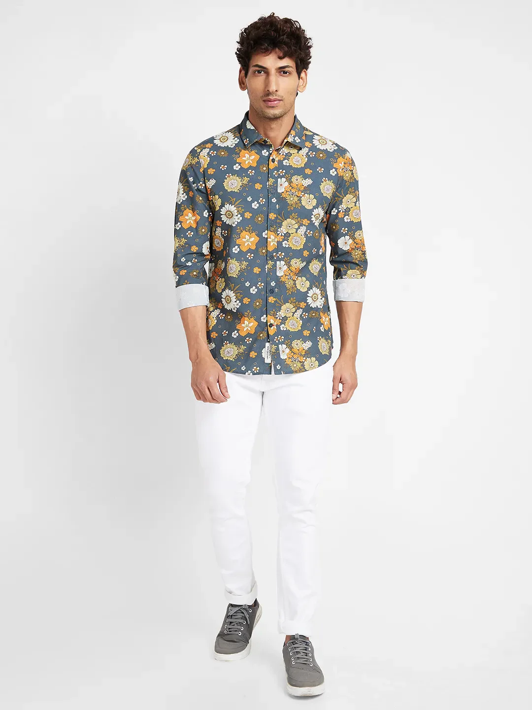 Teal Slim Fit Regular Collar Men's Shirt by Being Human Clothing - Image 2