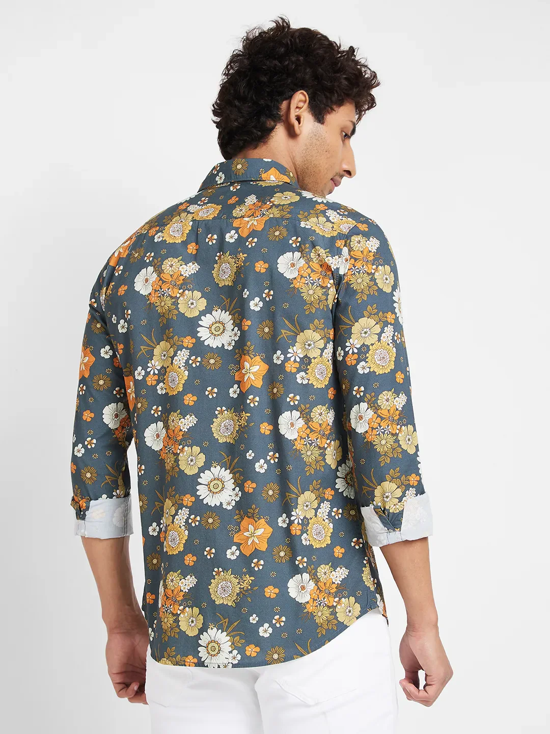 Teal Slim Fit Regular Collar Men's Shirt by Being Human Clothing - Image 4
