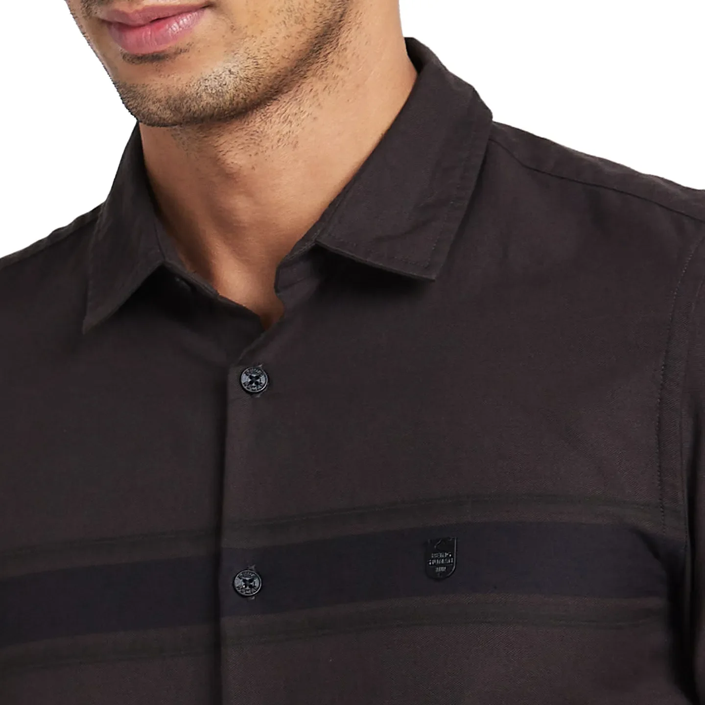 Brown Slim Straight Fit Regular Collar Long Sleeves Men's Shirt by Being Human Clothing - Image 5