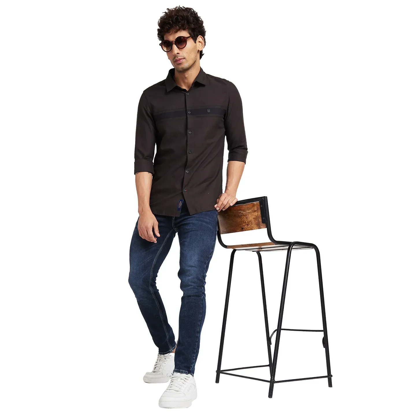 Brown Slim Straight Fit Regular Collar Long Sleeves Men's Shirt by Being Human Clothing - Image 6