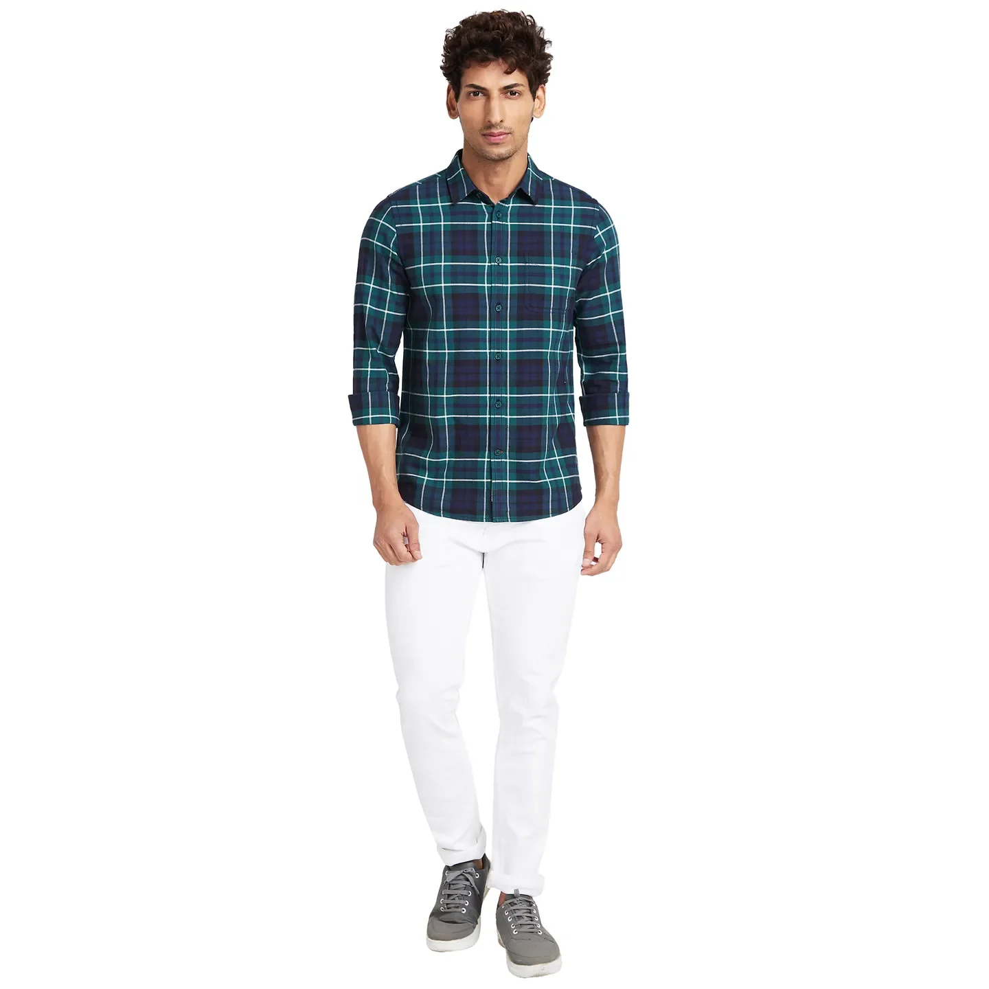 Dark Green Slim Fit Regular Collar Men's Shirt by Being Human Clothing - Image 5