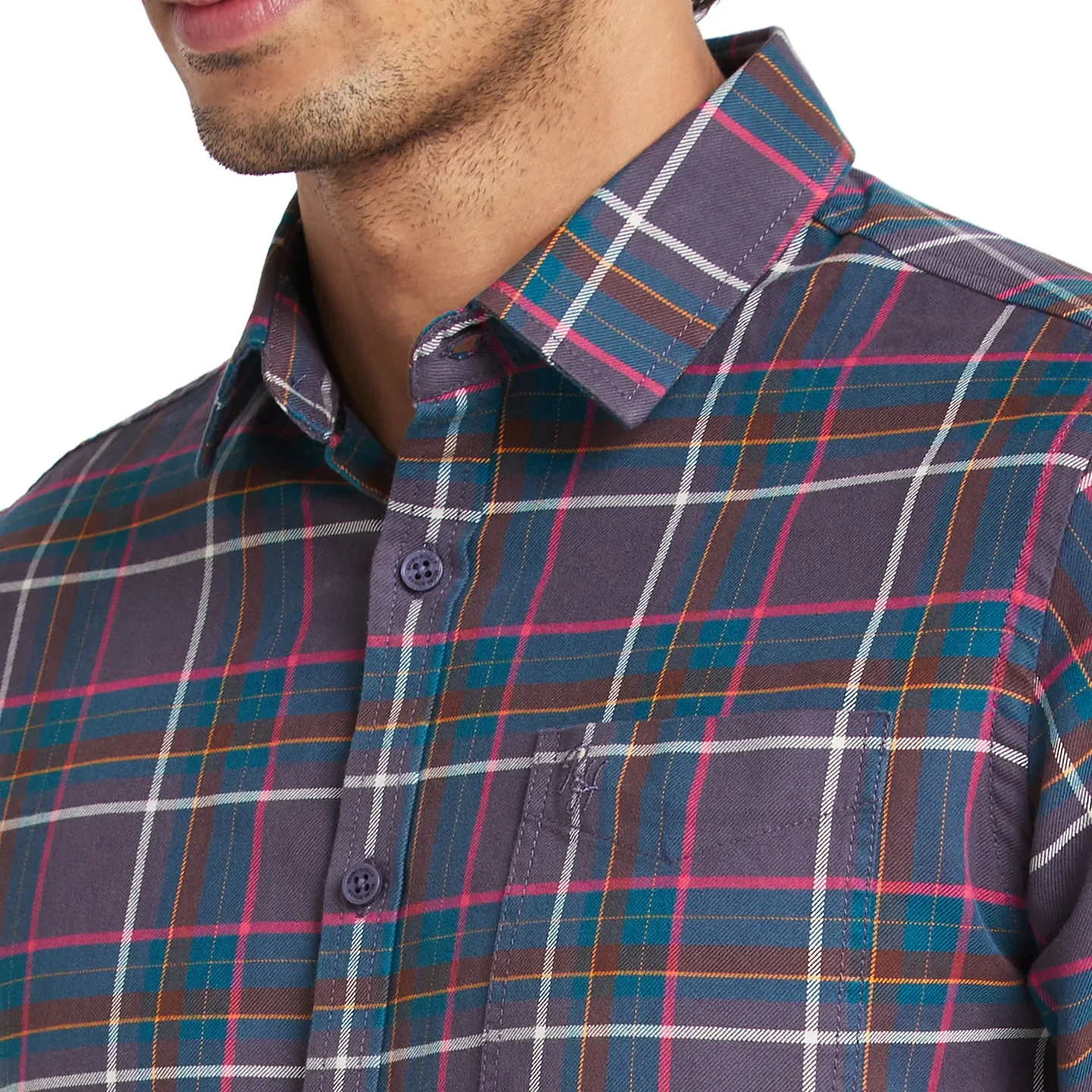 Grey Slim Fit Regular Collar Men's Shirt by Being Human Clothing - Image 4