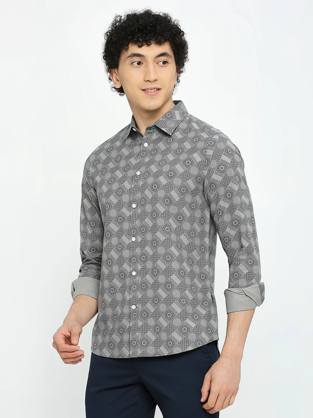 Olive Slim Straight Fit Regular Collar Long Sleeves Men's Shirt by Being Human Clothing - Image 2