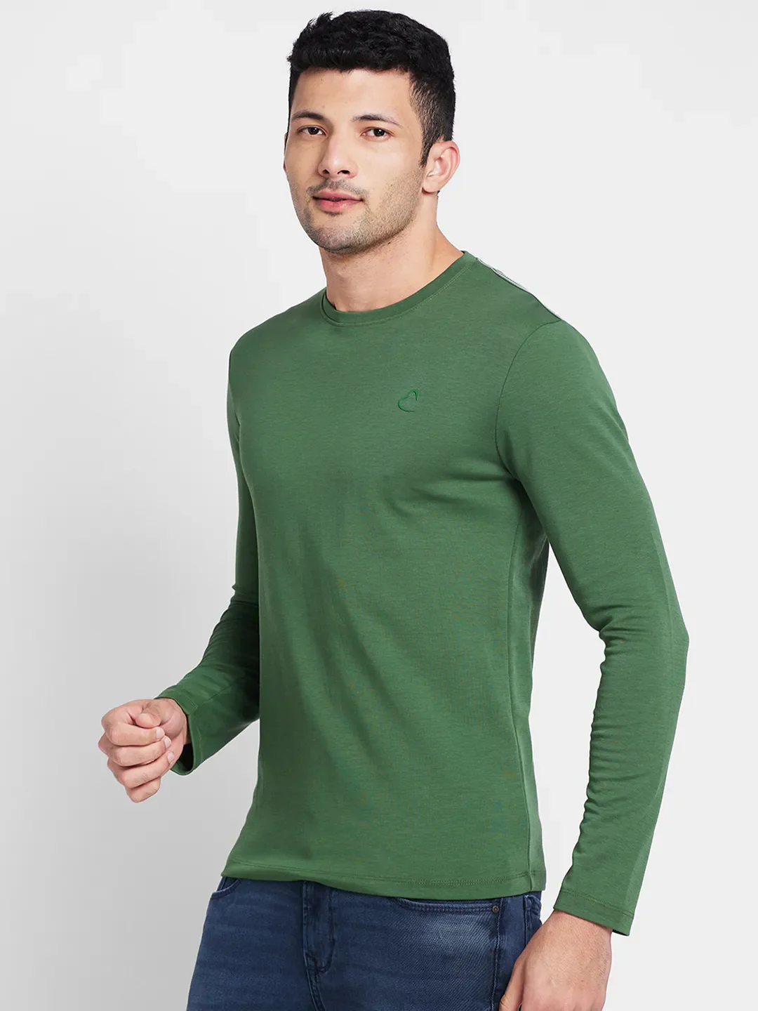 Green Slim Straight Fit Regular Collar Long Sleeves Men's Shirt by Being Human Clothing - Image 4