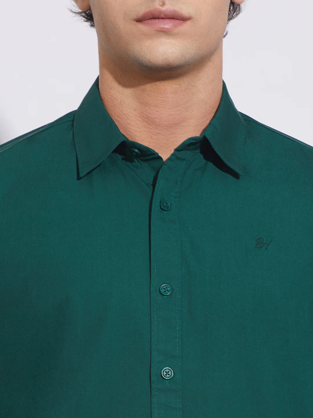 Forest Green Slim Fit Regular Collar Men's Shirt by Being Human Clothing - Image 5