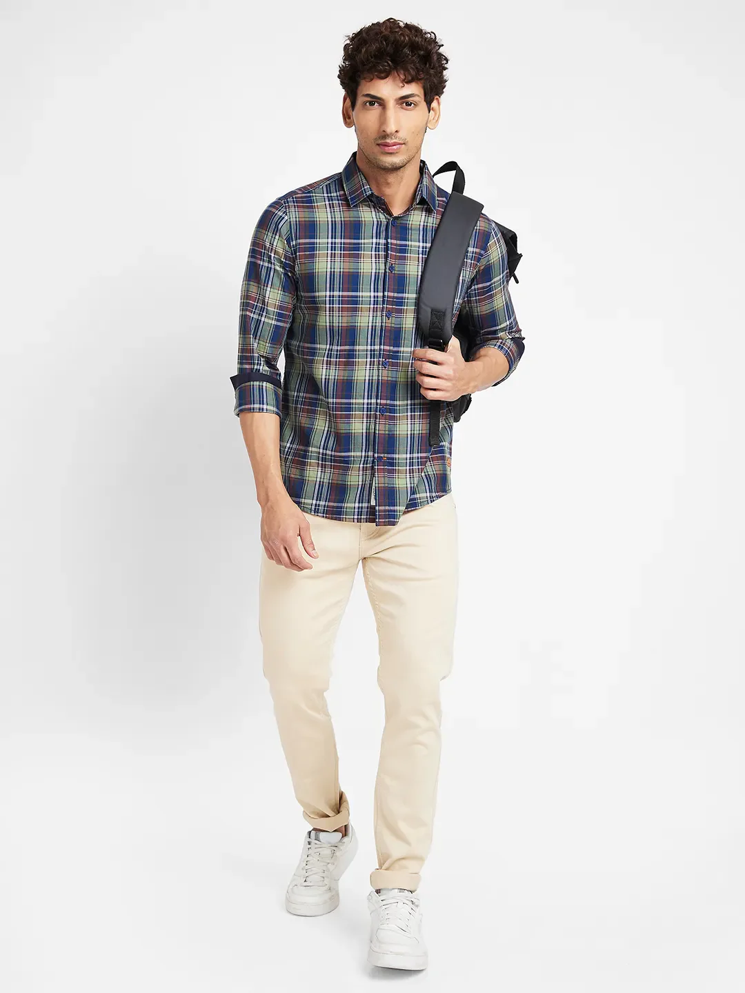 Green Slim Straight Fit Regular Collar Long Sleeves Men's Shirt by Being Human Clothing - Image 6