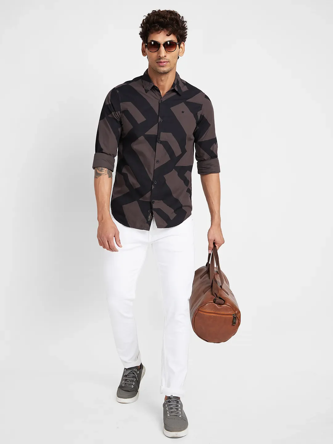 Grey Slim Straight Fit Regular Collar Long Sleeves Men's Shirt by Being Human Clothing - Image 6