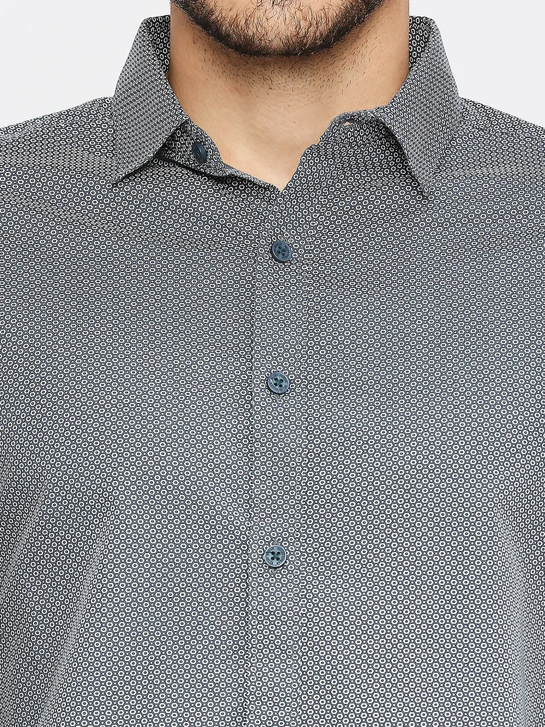 Grey Slim Straight Fit Regular Collar Long Sleeves Men's Shirt by Being Human Clothing - Image 5