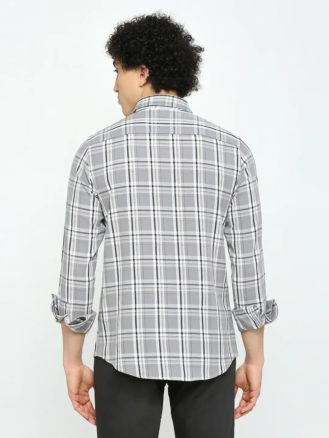 Grey Slim Straight Fit Regular Collar Long Sleeves Men's Shirt by Being Human Clothing - Image 2