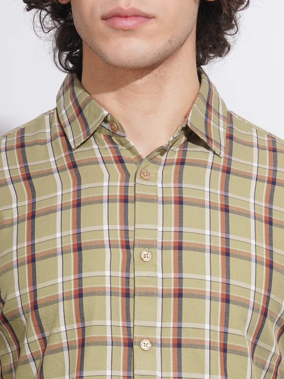 Khaki Slim Fit Regular Collar Men's Shirt by Being Human Clothing - Image 5