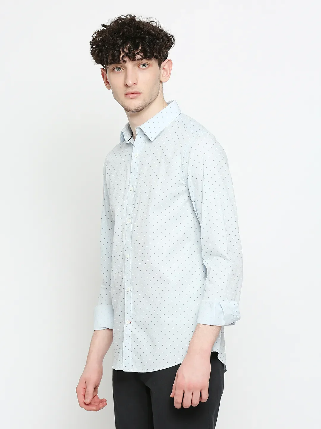 Light Blue Slim Fit Regular Collar Men's Shirt by Being Human Clothing - Image 2