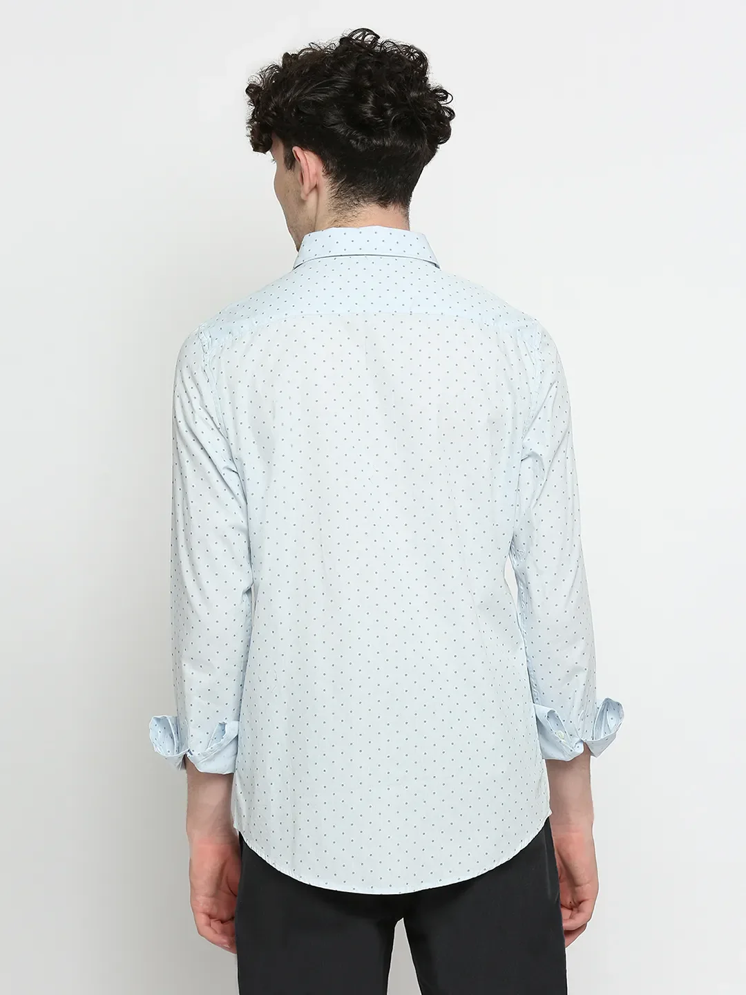 Light Blue Slim Fit Regular Collar Men's Shirt by Being Human Clothing - Image 4