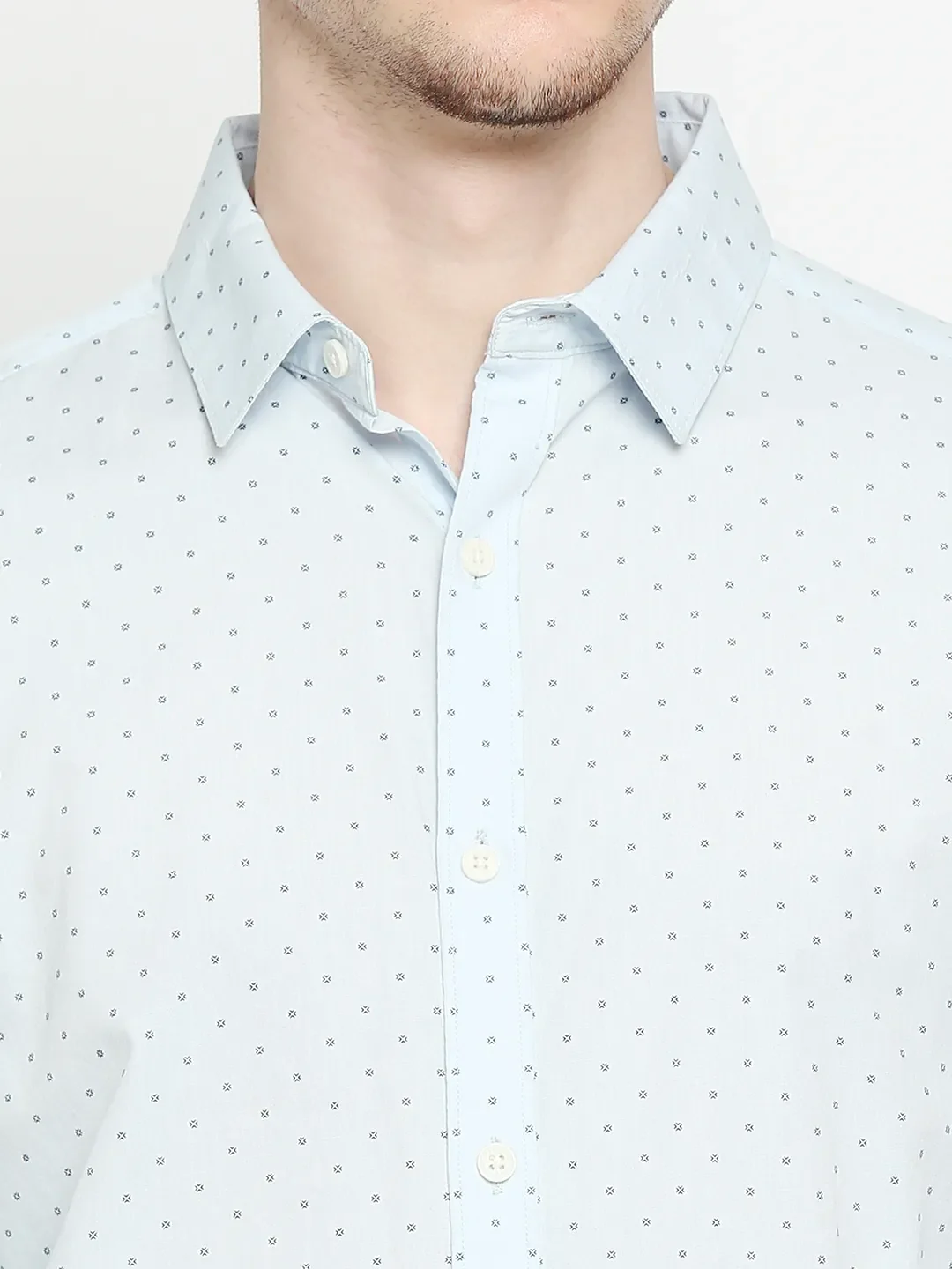Light Blue Slim Fit Regular Collar Men's Shirt by Being Human Clothing - Image 5