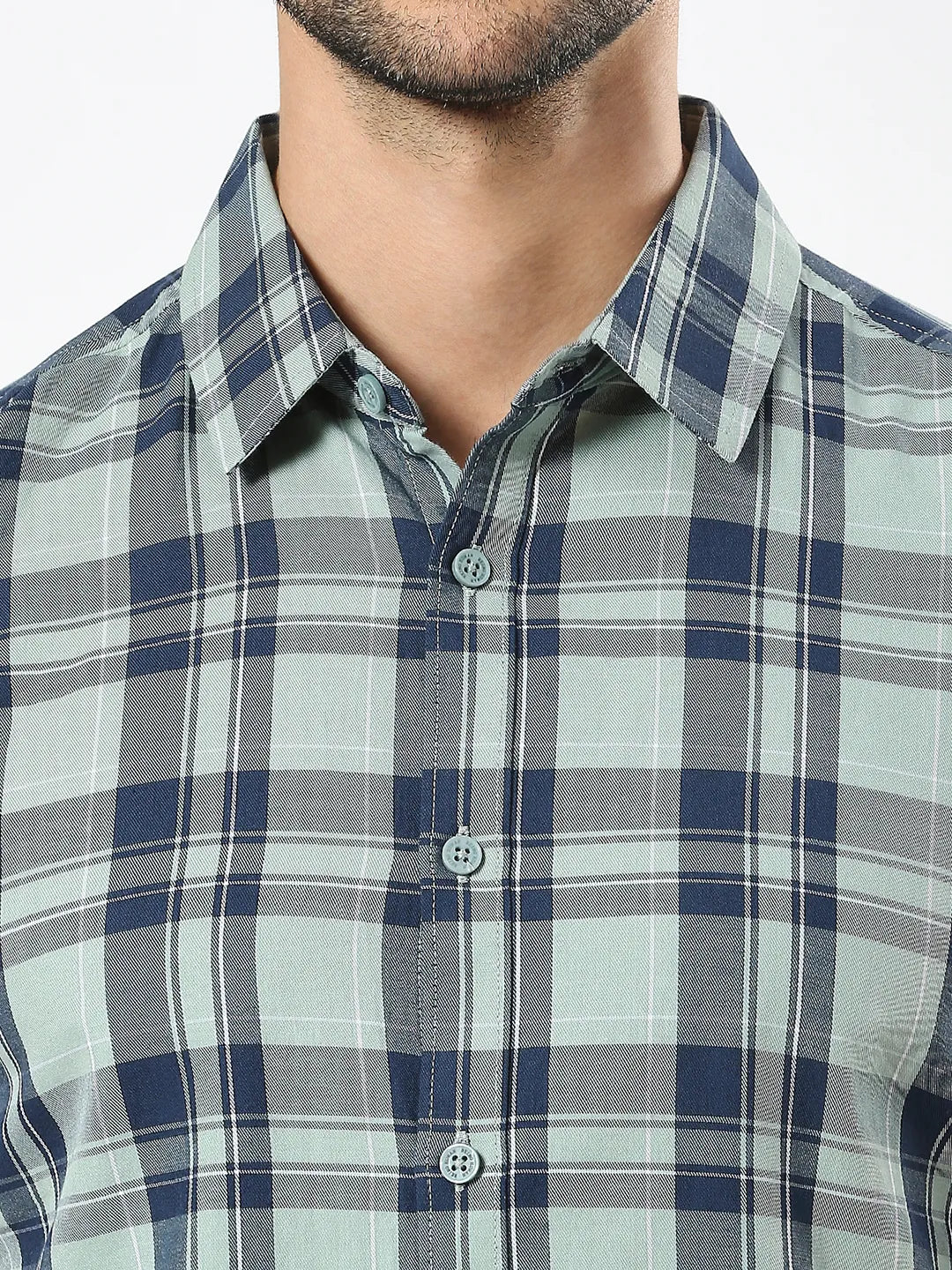 Olive Slim Straight Fit Regular Collar Short Sleeves Men's Shirt by Being Human Clothing - Image 5