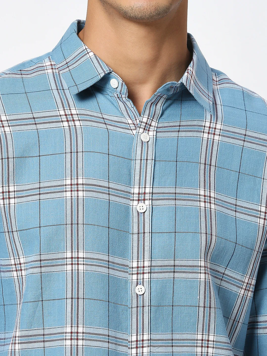 Green Slim Straight Fit Regular Collar Long Sleeves Men's Shirt by Being Human Clothing - Image 5