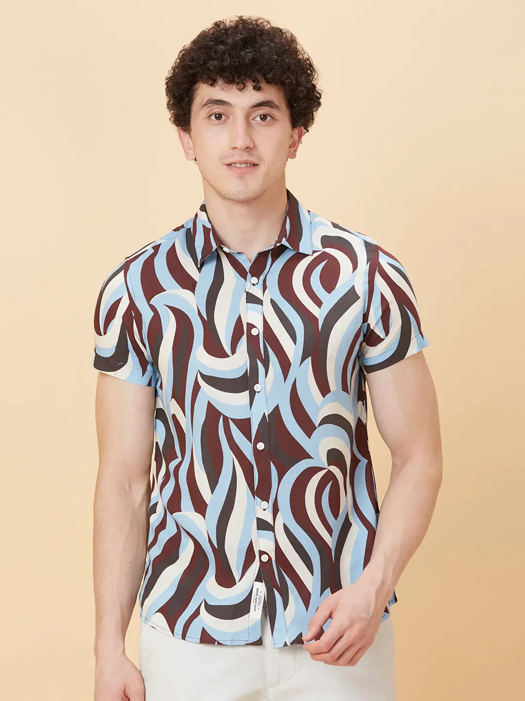 Light Blue Slim Fit Regular Collar Men's Shirt by Being Human Clothing