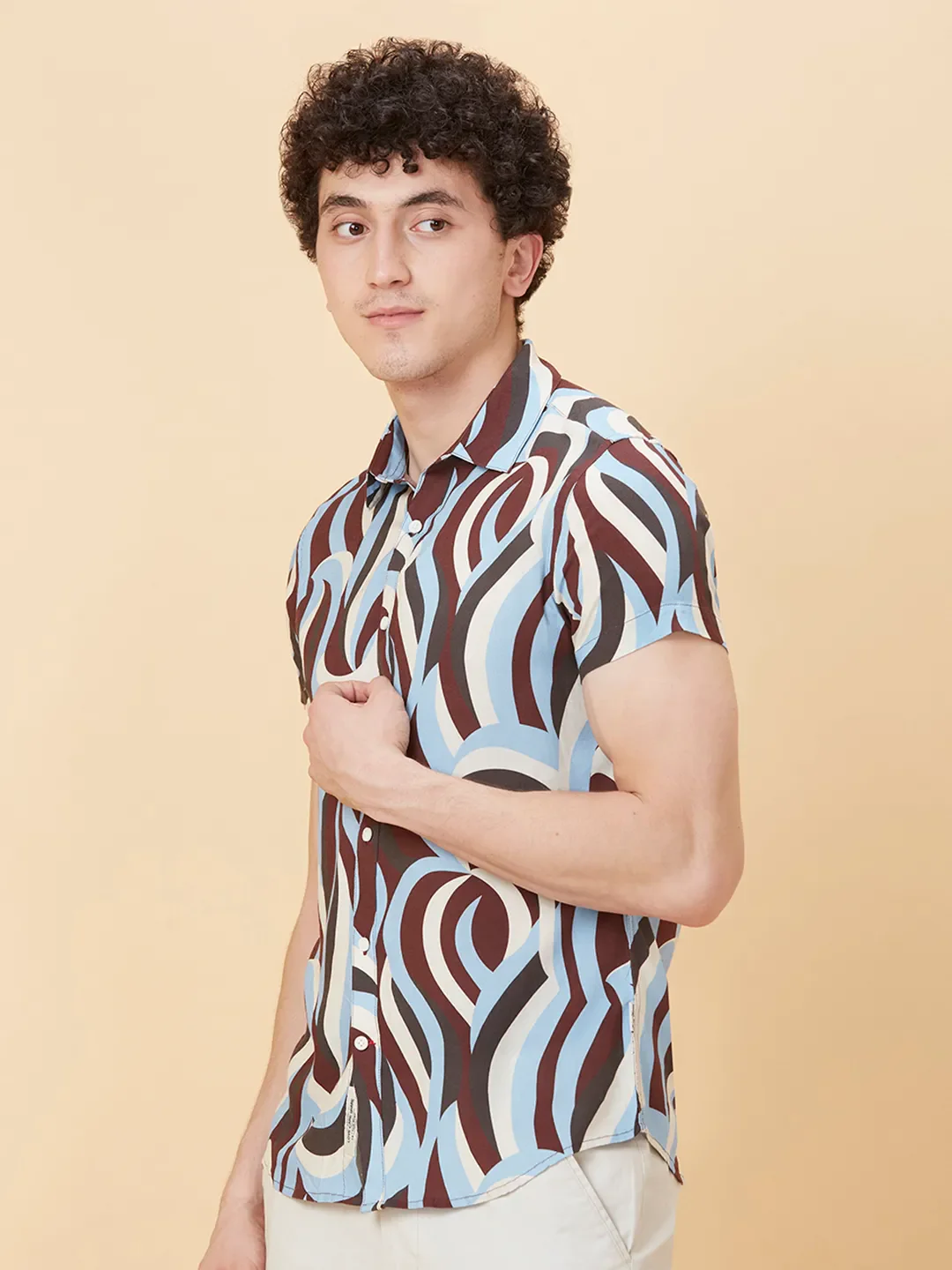 Light Blue Slim Fit Regular Collar Men's Shirt by Being Human Clothing - Image 4