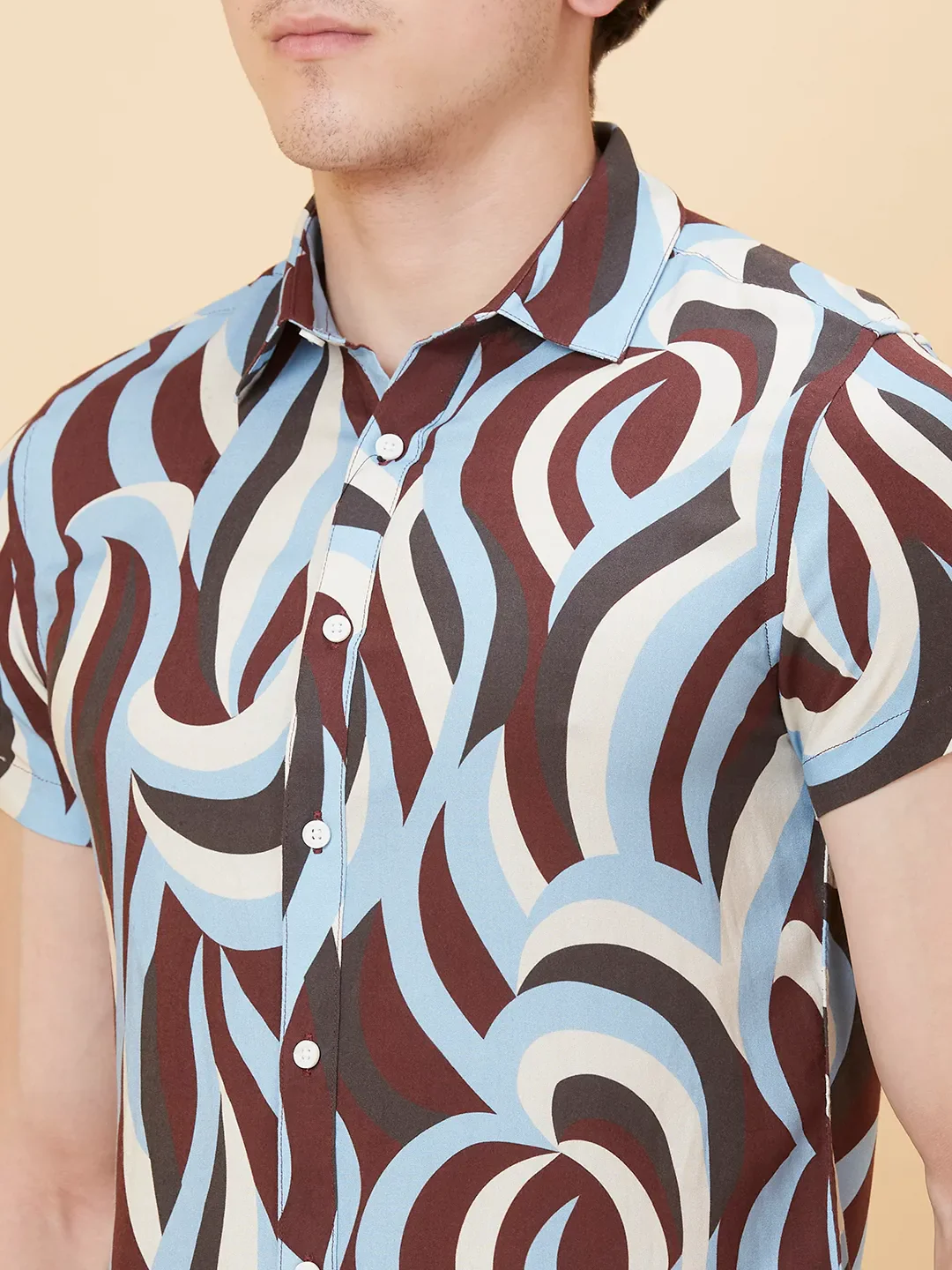 Light Blue Slim Fit Regular Collar Men's Shirt by Being Human Clothing - Image 5