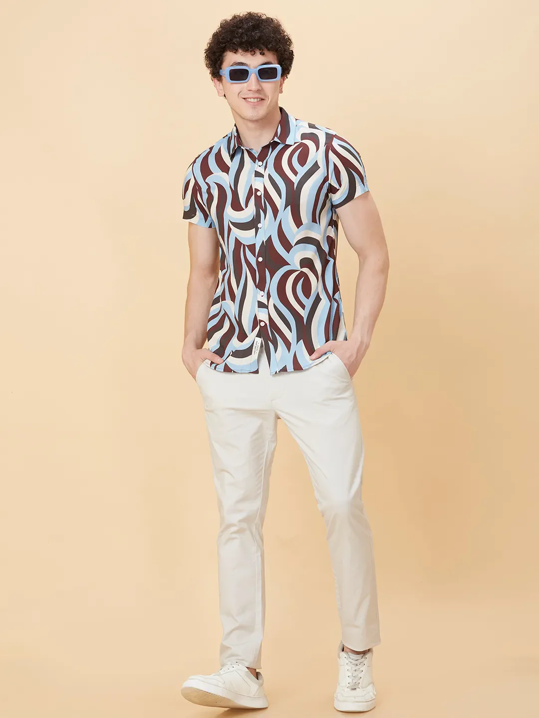Light Blue Slim Fit Regular Collar Men's Shirt by Being Human Clothing - Image 6