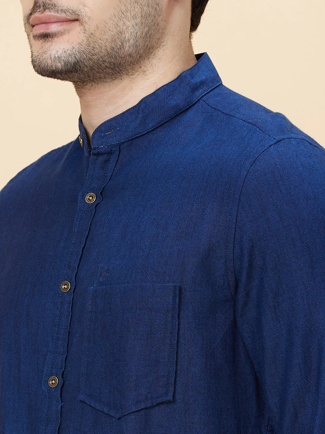 Navy Slim Fit Regular Collar Men's Shirt by Being Human Clothing - Image 2