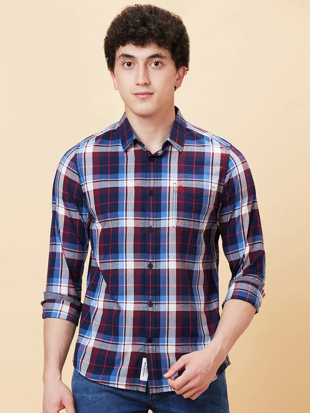 Maroon Slim Fit Regular Collar Men's Shirt by Being Human Clothing