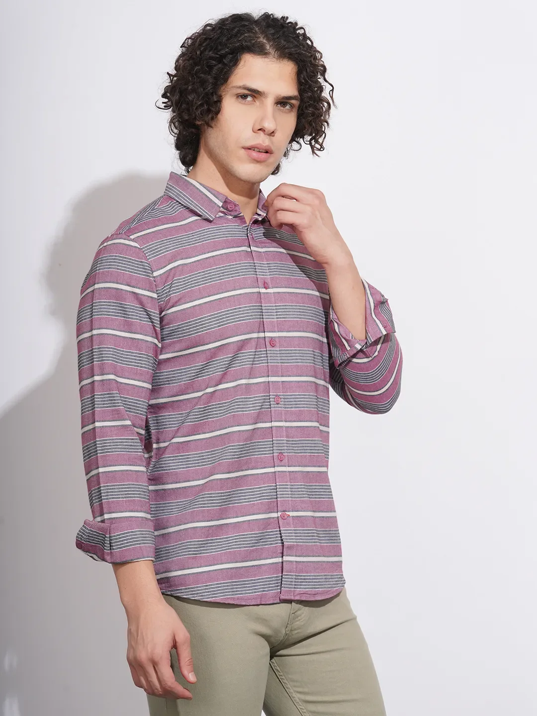 Mauve Slim Fit Regular Collar Men's Shirt by Being Human Clothing - Image 2
