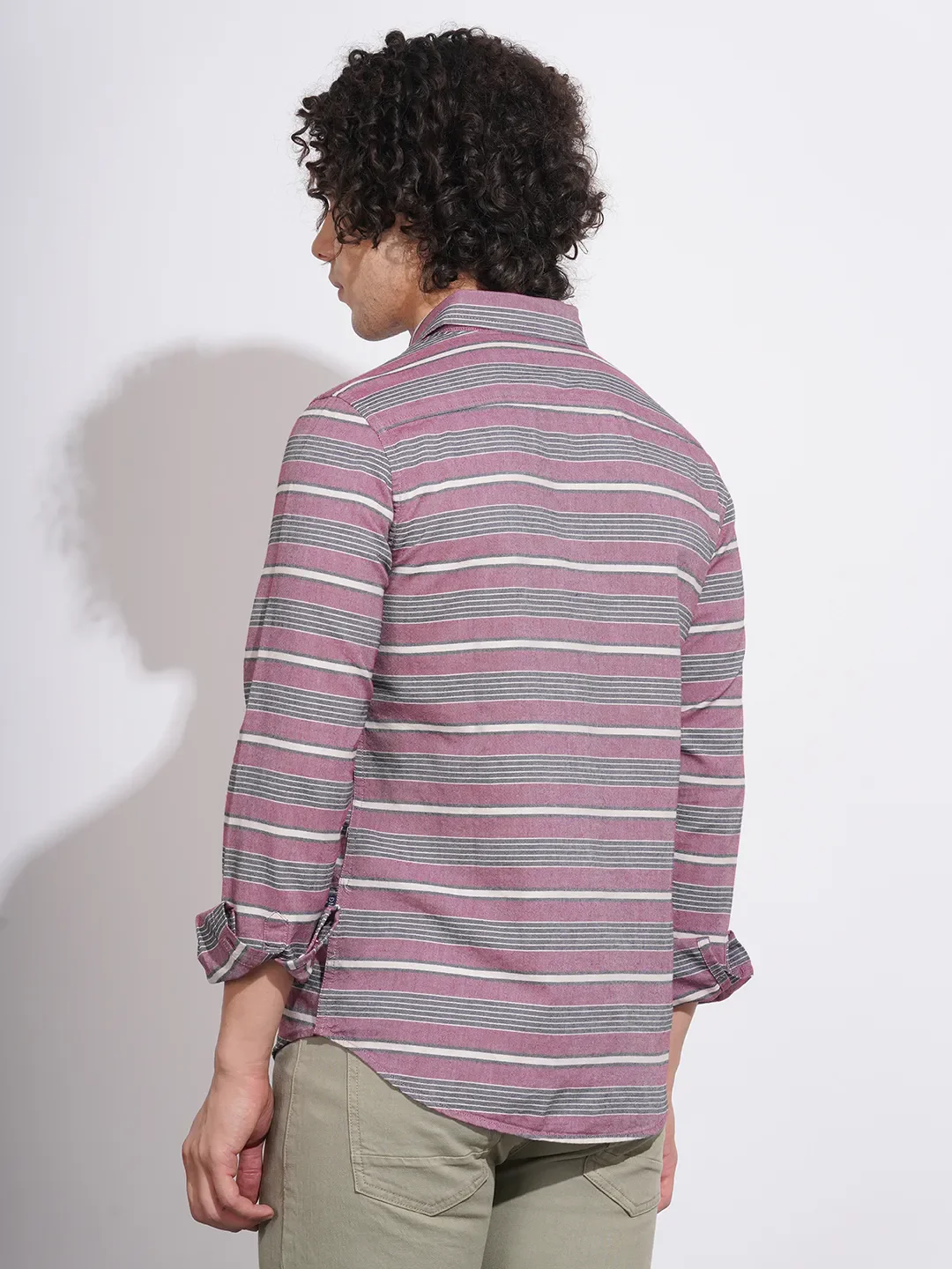 Mauve Slim Fit Regular Collar Men's Shirt by Being Human Clothing - Image 3