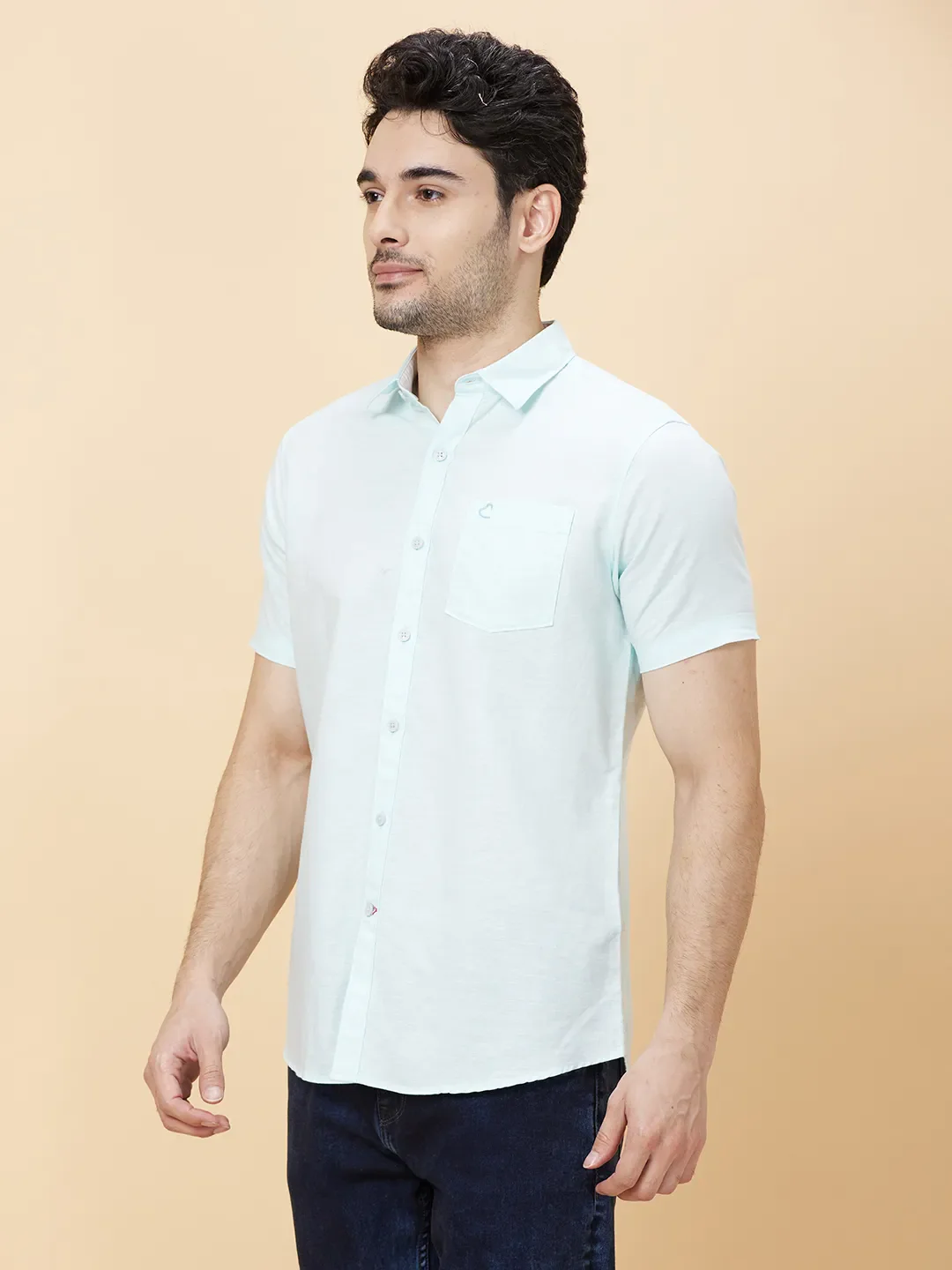 Mint Slim Fit Regular Collar Men's Shirt by Being Human Clothing - Image 3