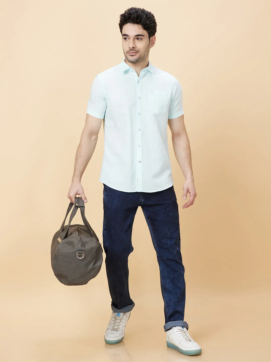 Mint Slim Fit Regular Collar Men's Shirt by Being Human Clothing - Image 6