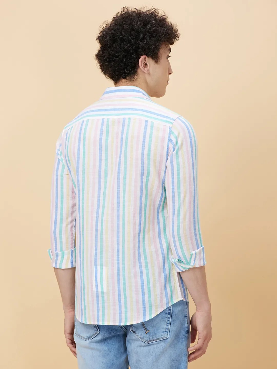 Multicolor Slim Fit Regular Collar Men's Shirt by Being Human Clothing - Image 4