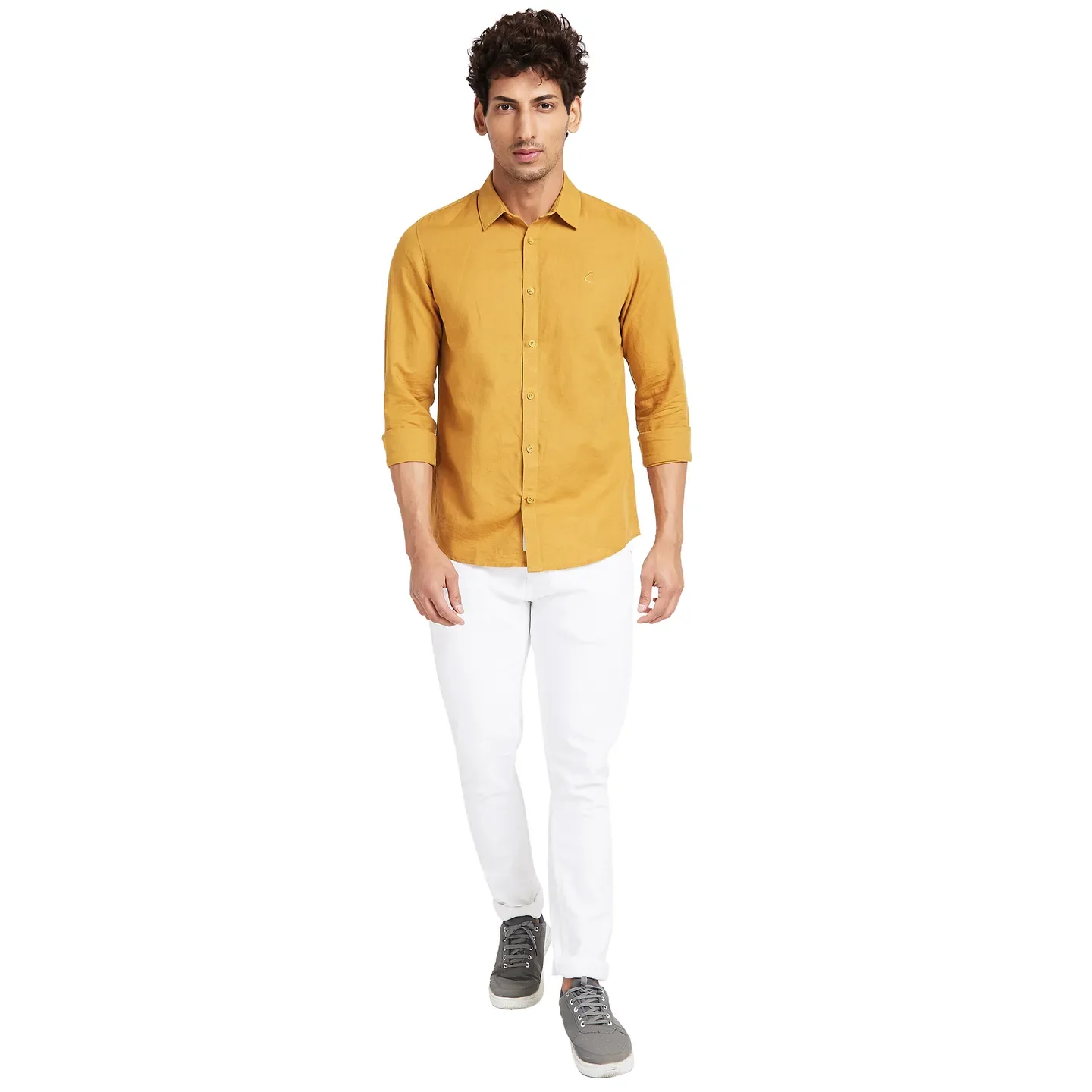 Mustard Slim Fit Regular Collar Men's Shirt by Being Human Clothing - Image 2