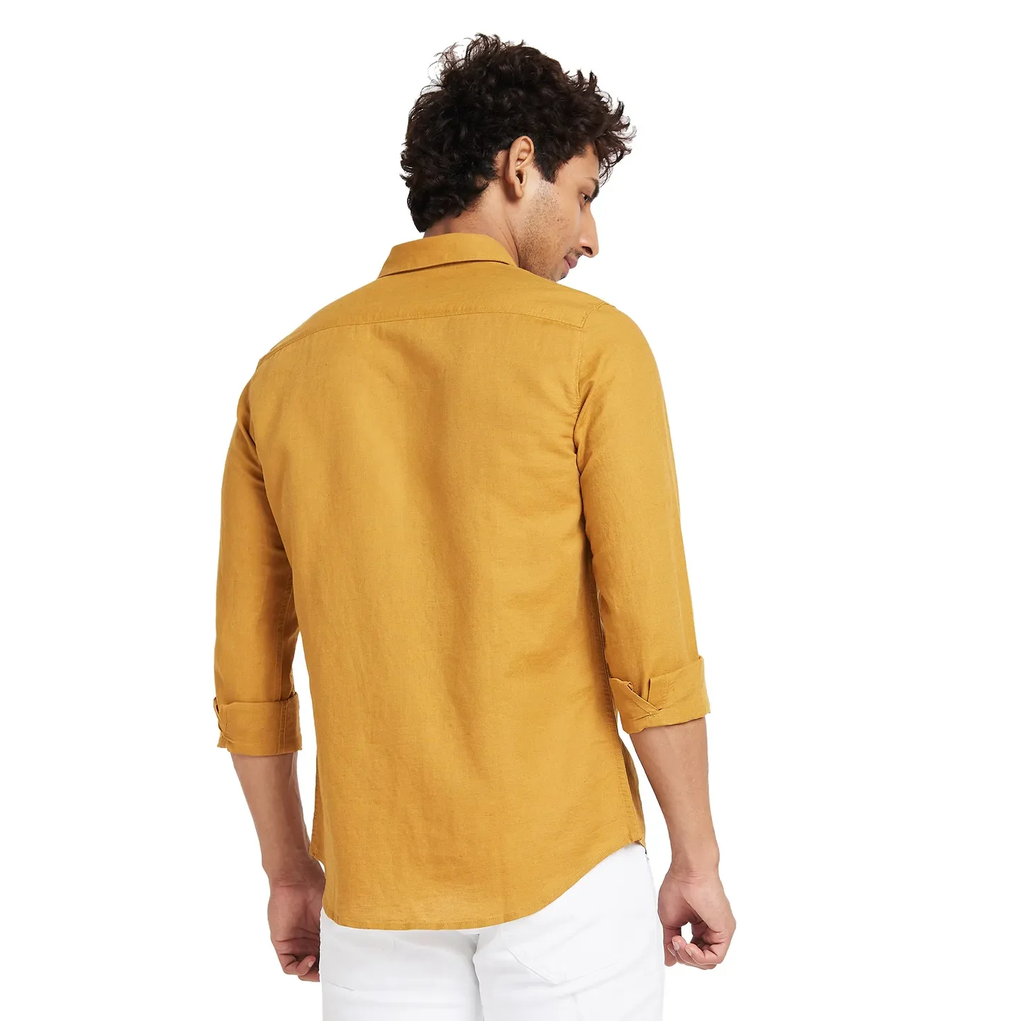 Mustard Slim Fit Regular Collar Men's Shirt by Being Human Clothing - Image 4