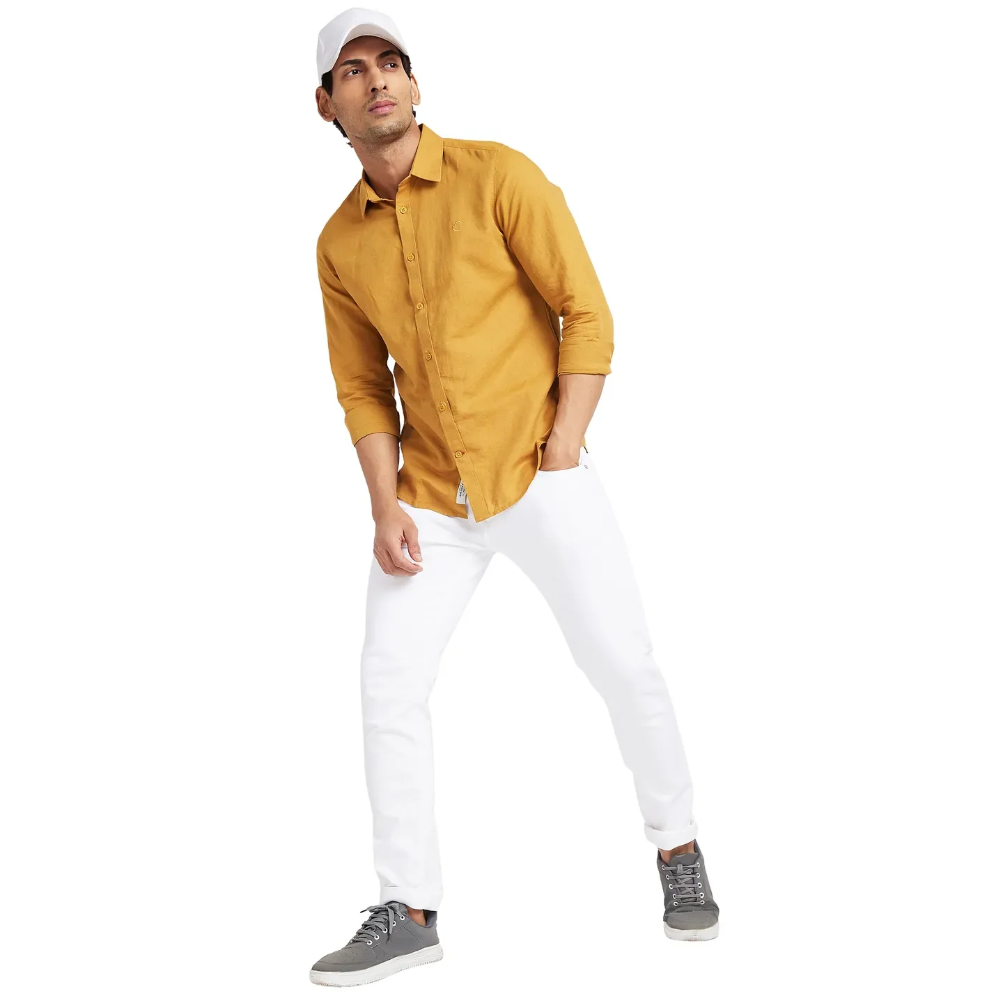 Mustard Slim Fit Regular Collar Men's Shirt by Being Human Clothing - Image 6