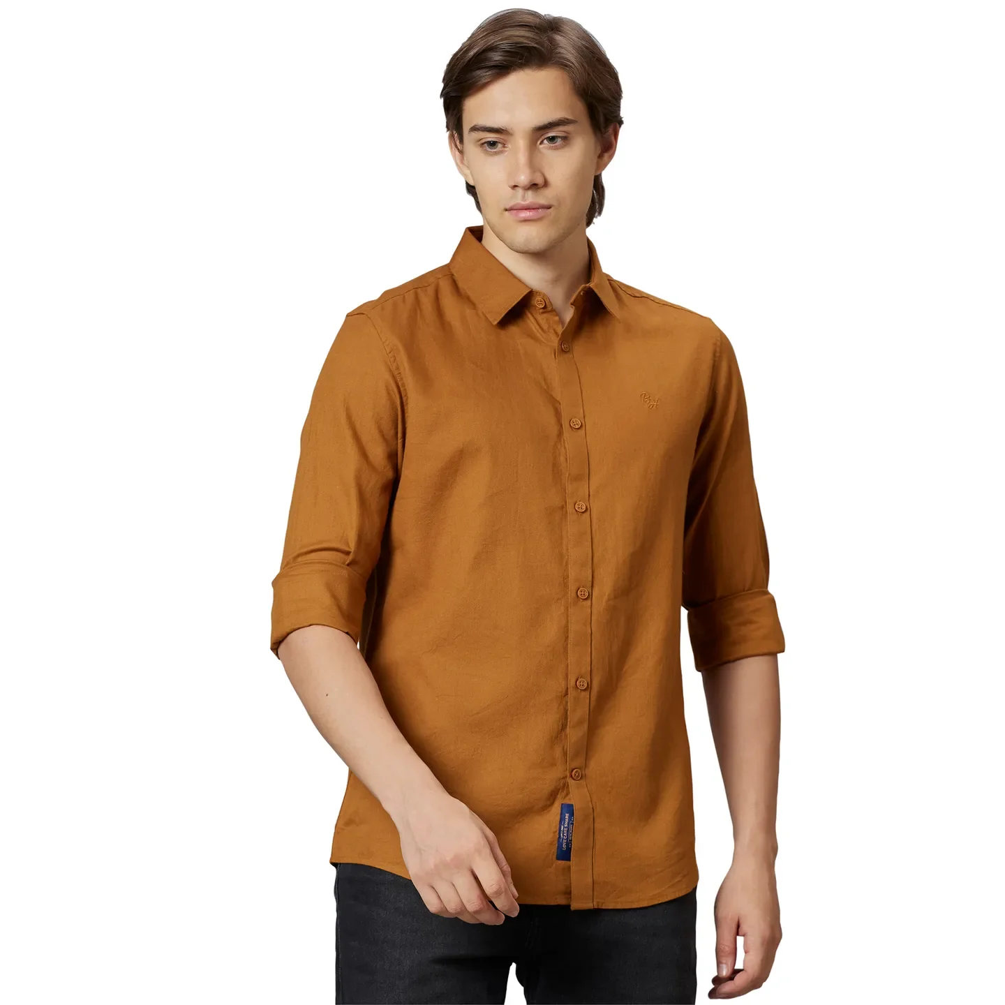 Yellow Slim Straight Fit Regular Collar Long Sleeves Men's Shirt by Being Human Clothing