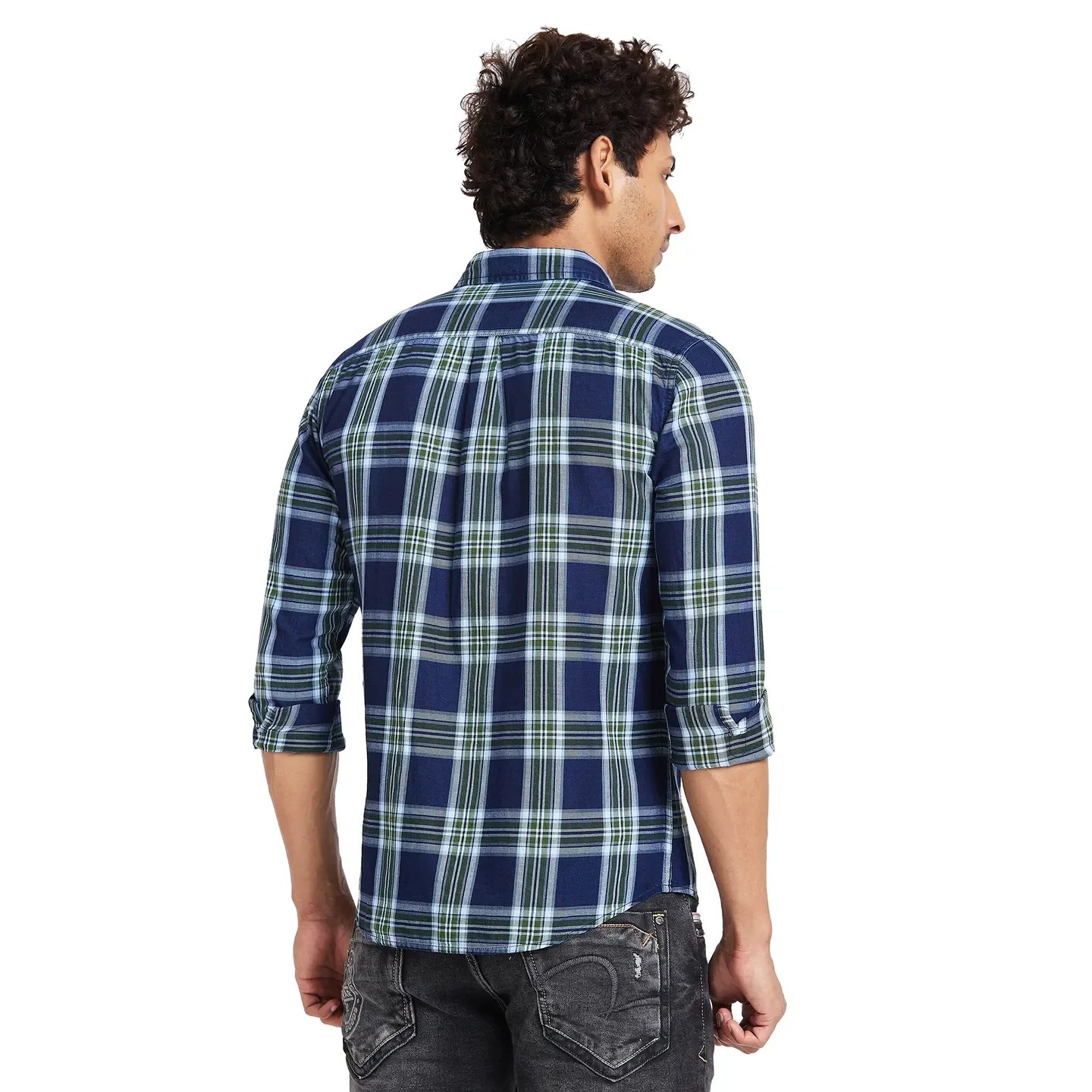 Navy Slim Fit Regular Collar Men's Shirt by Being Human Clothing - Image 3
