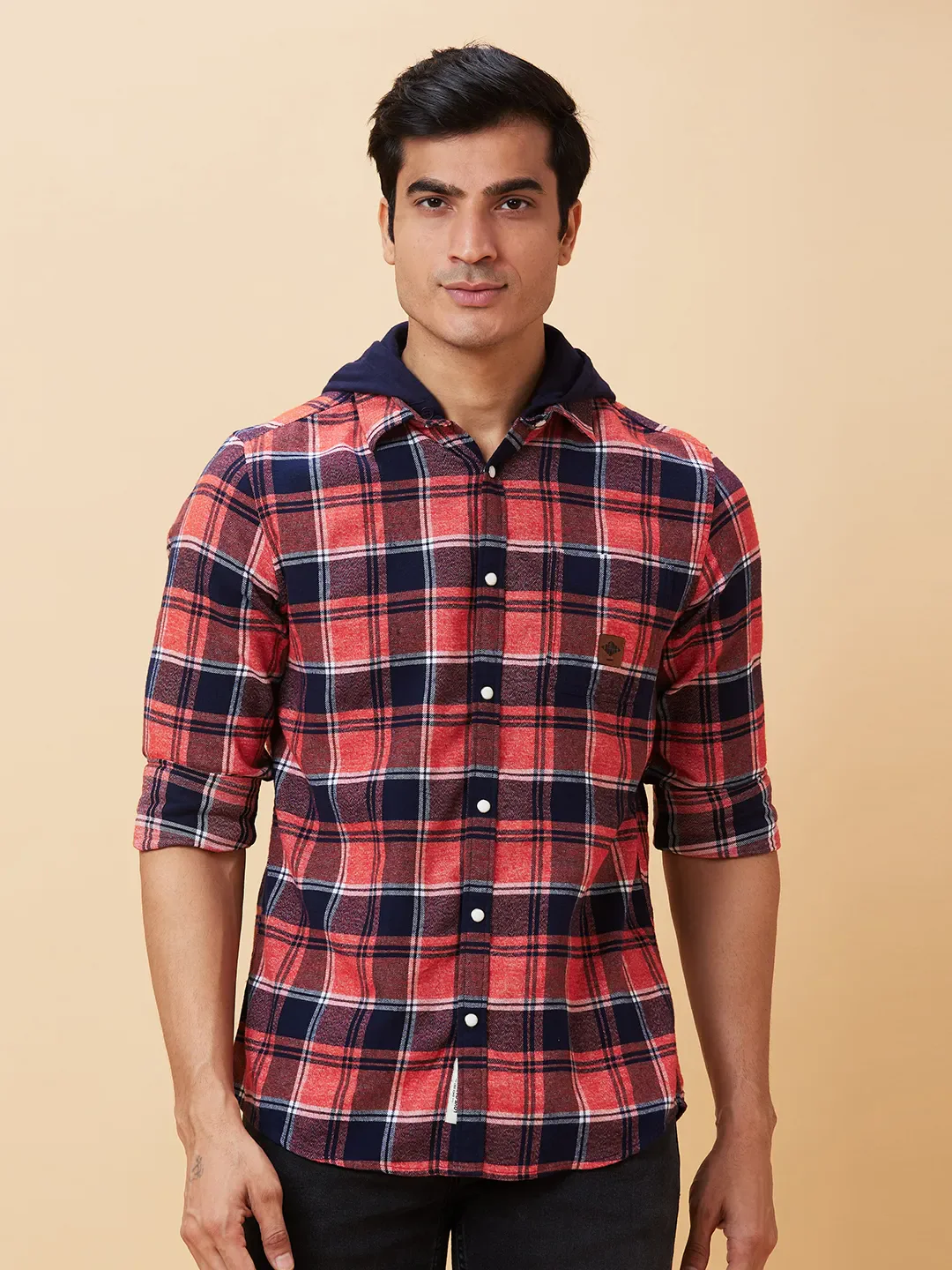 Blue Slim Straight Fit Regular Collar Long Sleeves Men's Shirt by Being Human Clothing