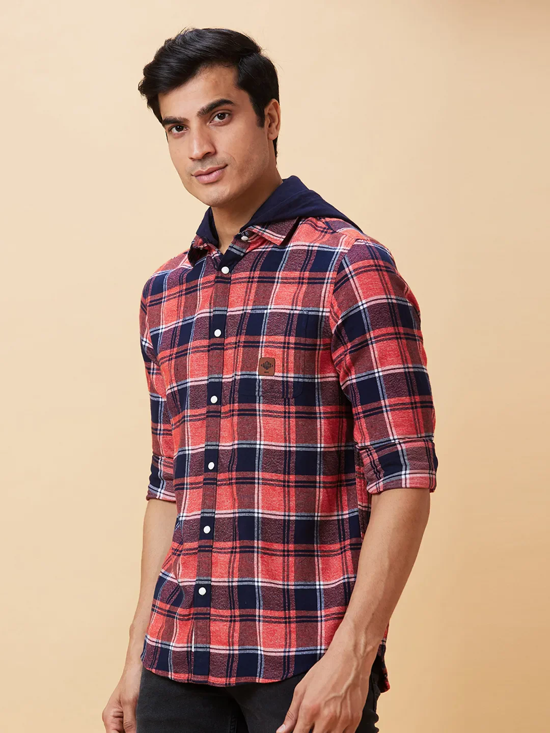 Blue Slim Straight Fit Regular Collar Long Sleeves Men's Shirt by Being Human Clothing - Image 4
