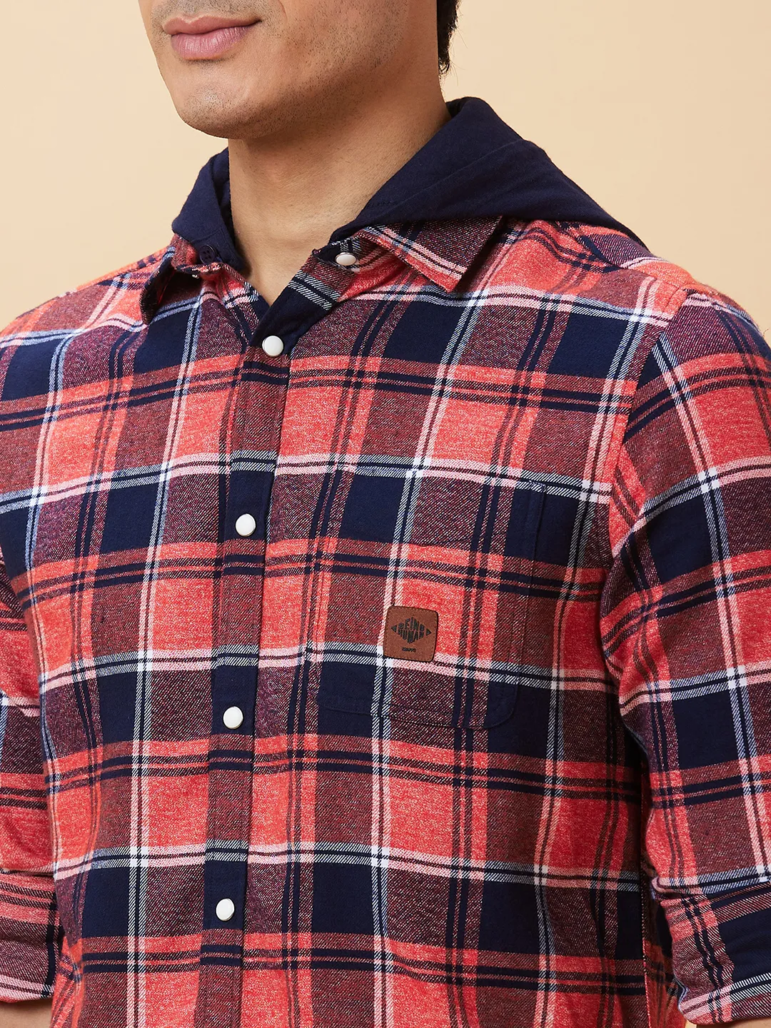Blue Slim Straight Fit Regular Collar Long Sleeves Men's Shirt by Being Human Clothing - Image 5