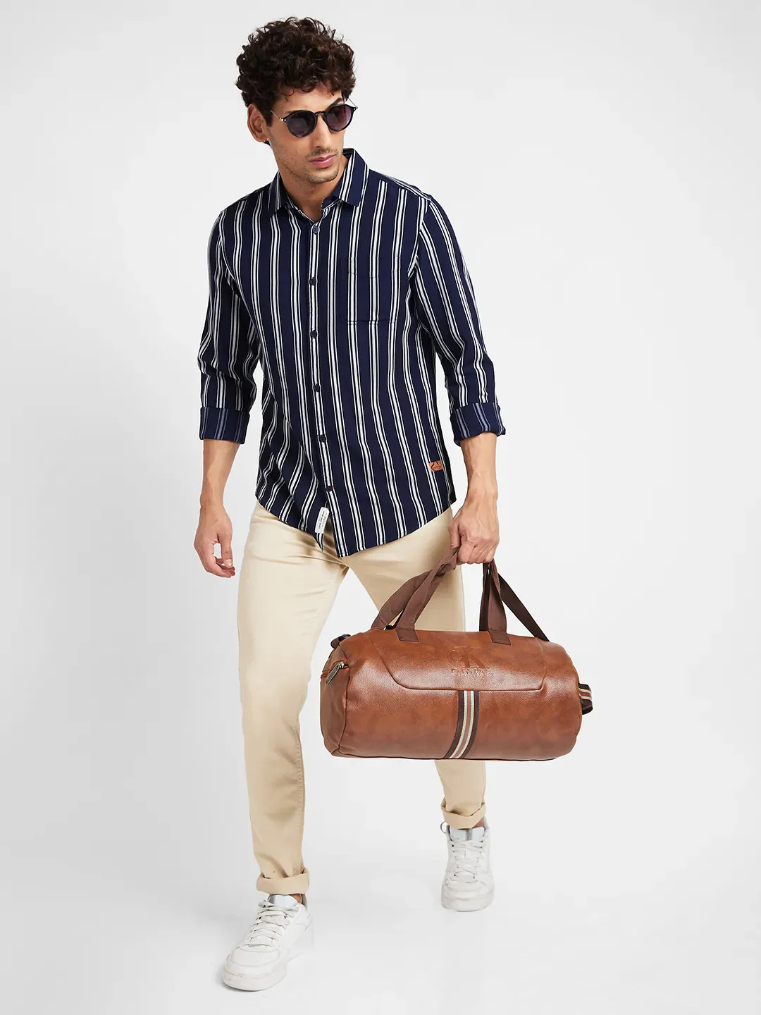 Blue Slim Straight Fit Regular Collar Long Sleeves Men's Shirt by Being Human Clothing - Image 6