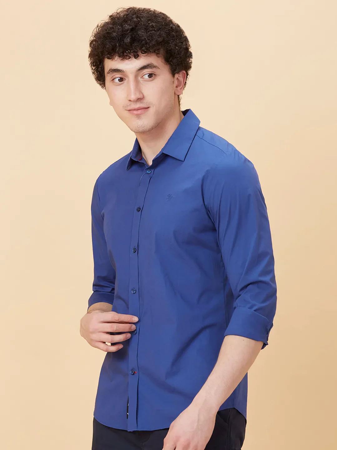 Navy Slim Fit Regular Collar Men's Shirt by Being Human Clothing - Image 4